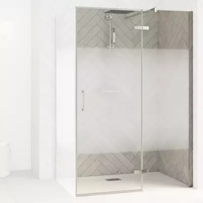 Porte pivotante Smart Design P sans seuil 150cm Profil�s Chrom� verre Cosmos - Charni�res � droite  - KINEDO R�f. PA1617CCOED