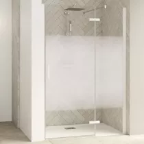 Porte pivotante Smart Design P sans seuil Charnières droite 120cm profilé Blanc verre cosmos - KINEDO Réf. PA1414BCOED
