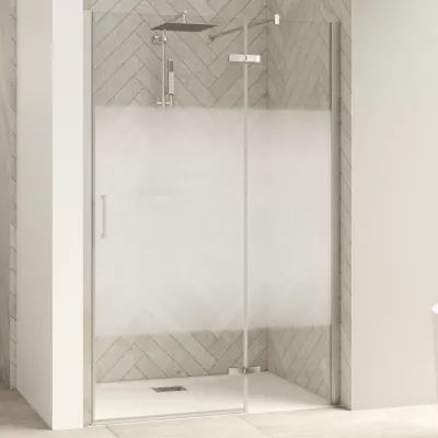 Porte pivotante Smart Design P sans seuil Charni�res droite 120cm profil� Chrom� verre cosmos - KINEDO R�f. PA1414CCOED