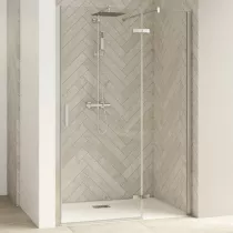Porte pivotante Smart Design P sans seuil Charnières droite 160cm profilé Chromé verre transparent - KINEDO Réf. PA1418CTNED