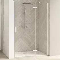 Porte pivotante Smart Design P sans seuil Charnières gauche 100cm profilé Blanc verre transparent droite - KINEDO PA1412BTNED