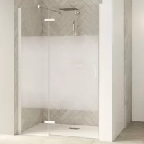 Porte pivotante Smart Design P sans seuil Charnières gauche 140cm profilé Blanc verre cosmos - KINEDO Réf. PA1416BCOEG
