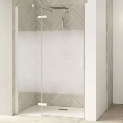 Porte pivotante Smart Design P sans seuil Charni�res gauche 160cm profil� Blanc verre cosmos  - KINEDO R�f. PA1418BCOEG