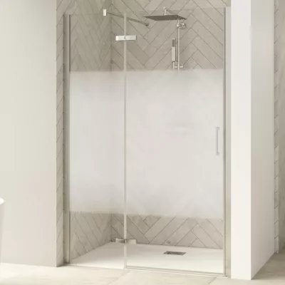 Porte pivotante Smart Design P sans seuil Charni�res gauche 170cm profil� Chrom� verre cosmos - KINEDO R�f. PA1419CCOEG