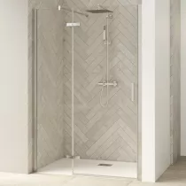Porte pivotante Smart Design P sans seuil Charnières gauche 170cm profilé Chromé verre transparent - KINEDO Réf. PA1419CTNEG