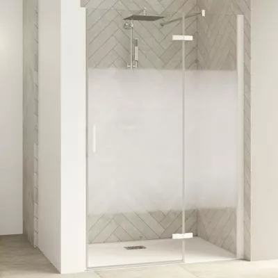 Porte pivotante Smart Design P sans seuil Charni�res gauche 80cm profil� Blanc verre cosmos droite - KINEDO R�f. PA1410BCOED