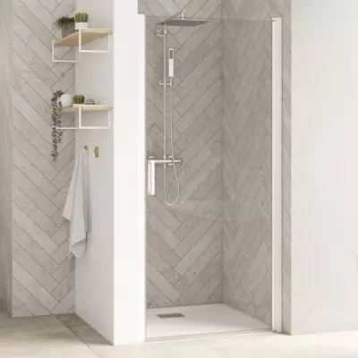 Porte pivotante Smart Design P XXL 115cm verre transparent profil�s Blanc - KINEDO R�f. PA9058BTNE