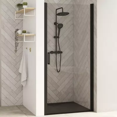 Porte pivotante Smart Design P XXL 125cm verre transparent profil�s Noir  - KINEDO R�f. PA9059NTNE