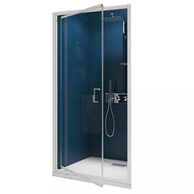 Porte pivotante Smart Express 100cm verre transparent profil�s Blanc - KINEDO R�f. PA1903BTNE