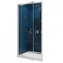 Porte pivotante Smart Express 100cm verre transparent profilés Blanc - KINEDO Réf. PA1903BTNE