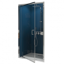 Porte pivotante Smart Express 100cm verre transparent profilés Chromé - KINEDO Réf. PA1903CTNE