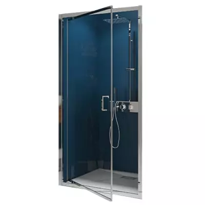Porte pivotante Smart Express 90cm verre transparent profil�s Chrom� - KINEDO R�f. PA1902CTNE