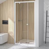 Porte pivotante Supra P 70cm profilé Blanc verre Transparent - KINEDO Réf. PA1520BTN