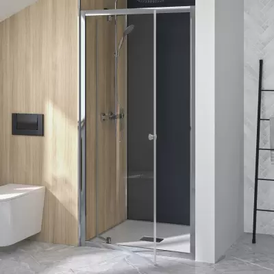 Porte pivotante Supra P 80cm profil� Chrom� verre Transparent - KINEDO R�f. PA1521CTN
