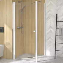 Porte pivotante Supra P+F pour angle 100cm profilé Blanc verre transparent - KINEDO Réf. PA2212BTN
