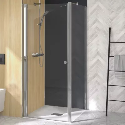 Porte pivotante Supra P+F pour angle 100cm profil� Chrom� verre transparent  - KINEDO R�f. PA2212CTN