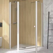 Porte pivotante Supra P+F pour angle 120cm profilé Blanc verre transparent - KINEDO Réf. PA2213BTN