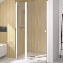 Porte pivotante Supra P sans seuil 120cm profilé blanc verre transparent  - KINEDO Réf. PA2203BTN