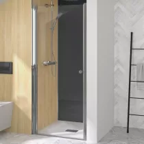Porte pivotante Supra P sans seuil 80cm profilé Chromé verre transparent - KINEDO Réf. PA2200CTN