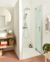 Porte pliante Contra 80x200 Verre transparent profilé Chrome - JACOB DELAFON Réf. E22S80-GA