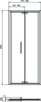 Porte pliante I.Life 90cm verre transparent profilé Argent brillant - Ideal Standard Réf. T4851EO