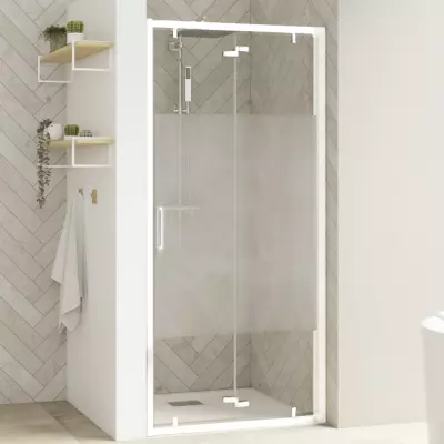 Porte pliante Smart Design S 100cm verre Cosmos profil�s Blanc - KINEDO R�f. PA90236BCOE