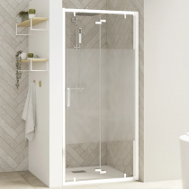 Porte pliante Smart Design S 100cm verre Cosmos profilés Blanc - KINEDO Réf. PA90236BCOE