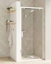 Porte pliante Smart Design S 100cm verre transparent profilés Blanc  - KINEDO Réf. PA90236BTNE