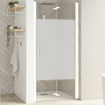 Porte pliante Smart Design sans seuil 100cm verre Cosmos profilé Blanc - KINEDO Réf. PA9096BCOE