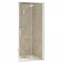 Porte pliante Smart Design sans seuil 70cm verre transparent profilé Blanc - KINEDO Réf. PA9090BTNE