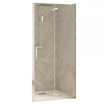 Porte pliante Smart Design sans seuil 70cm verre transparent profil� Chrom� - KINEDO R�f. PA9090CTNE
