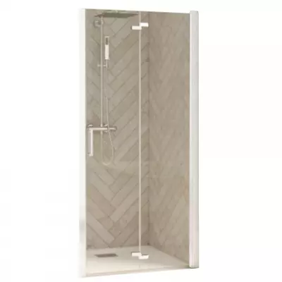 Porte pliante Smart Design sans seuil 80cm verre transparent profil� Blanc - KINEDO R�f. PA9092BTNE