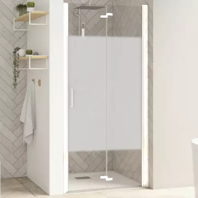 Porte pliante Smart Design sans seuil 90cm verre Cosmos profil� Blanc - KINEDO R�f. PA9094BCOE