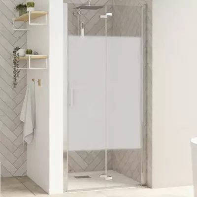 Porte pliante Smart Design sans seuil 90cm verre Cosmos profil� Chrom� - KINEDO R�f. PA9094CCOE