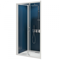 Porte pliante Smart Express 100cm verre transparent profilés Blanc - KINEDO Réf. PA1952BTNE