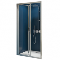 Porte pliante Smart Express 100cm verre transparent profilés Chromé - KINEDO Réf. PA1952CTNE