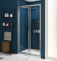 Porte pliante Smart Express 120cm verre transparent profilés Chromé - KINEDO Réf. PA1953CTNE