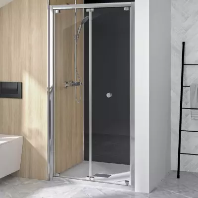 Porte pliante Supra 100cm profil� Chrom� verre Transparent - KINEDO R�f. PA1562CTN