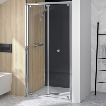 Porte pliante Supra 100cm profilé Chromé verre Transparent - KINEDO Réf. PA1562CTN