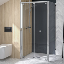 Porte pliante Supra 100cm profilé Chromé verre Transparent - KINEDO Réf. PA1562CTN