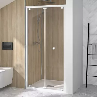 Porte pliante Supra 90cm profil� Blanc verre Transparent - KINEDO R�f. PA1561BTN