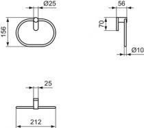 Porte-serviette anneau Conca Gris magnétique - Ideal Standard Réf. T4503A5