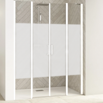 Portes battantes + parties fixes Smart Design 2P XXL 110cm verre Cosmos profilés Blanc - KINEDO Réf. PA9080BCOE