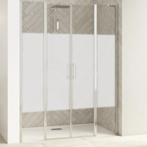 Portes battantes + parties fixes Smart Design 2P XXL 120cm verre Cosmos profilés Chromé - KINEDO Réf. PA9081CCOE