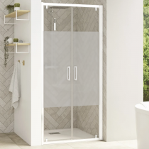 Portes battantes Smart Design 2P 100cm verre Cosmos profilés Blanc - KINEDO Réf. PA90226BCOE