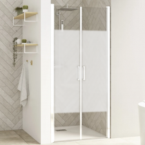 Portes battantes Smart Design 2P 100cm verre Cosmos profilés Blanc - KINEDO Réf. PA9076BCOE