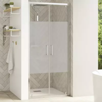 Portes battantes Smart Design 2P 100cm verre Cosmos profil�s Chrom� - KINEDO R�f. PA90226CCOE