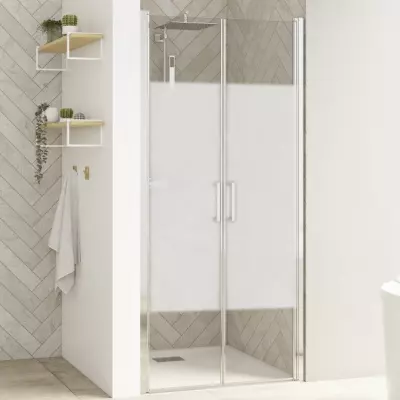 Portes battantes Smart Design 2P 110cm verre Cosmos profil�s Chrom� - KINEDO R�f. PA9077CCOE