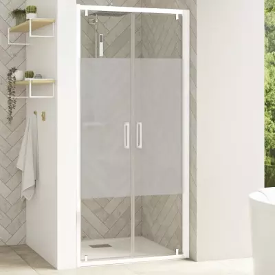 Portes battantes Smart Design 2P 70cm verre Cosmos profil�s Blanc - KINEDO R�f. PA90220BCOE