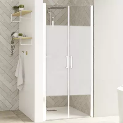 Portes battantes Smart Design 2P 70cm verre Cosmos profil�s Blanc - KINEDO R�f. PA9070BCOE